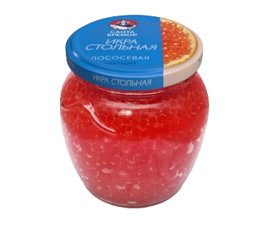 Икра Стольная Имитированная лососевая красная ст/б 480гр  - фото 30684