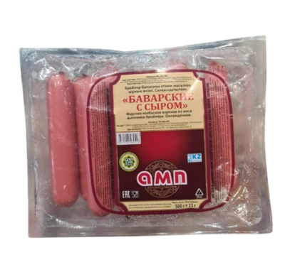 Сосиски АМП Баварские с сыром 500гр - фото 31059