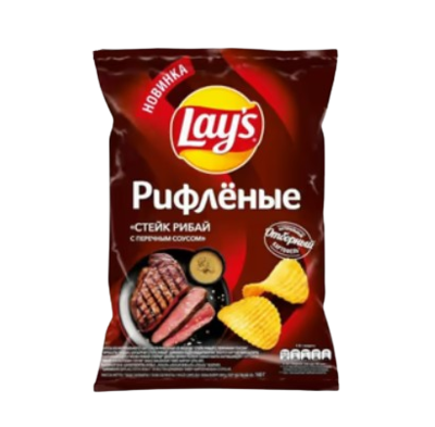 Чипсы Lay's рифленые Стейк рибай с перечным соусом 140гр - фото 31162