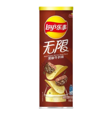 Чипсы LAY'S со вкусом стейка Рибай и Чёрным перцем, Китай 90гр - фото 31184