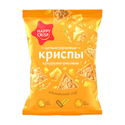 Криспы кукурузно-рисовые Happy Crisp Альпийский сыр 50 гр - фото 31209