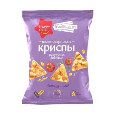 Криспы кукурузно-рисовые Happy Crisp Пряный томат 50 гр - фото 31212