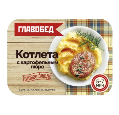 Котлеты Главобед с картофельным пюре замороженные 300гр - фото 31356