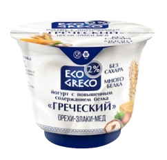 Йогурт Греческий ECO GRECO Орехи-Злаки со вкусом меда 2% 230гр - фото 31466