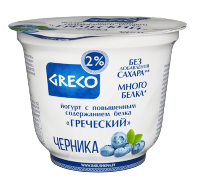 Йогурт Греческий ECO GRECO Черника 2% 230гр - фото 31467
