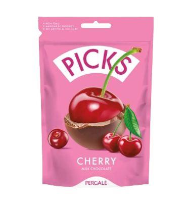 Конфеты PICKS Сублимированная вишня с молочной какао-глазурью 90гр - фото 31654