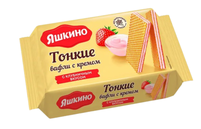 Вафли тонкие Яшкино с клубничным вкусом 144гр - фото 32227