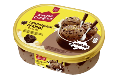 Мороженое Золотой Стандарт шоколадный Брауни с арахисом 445 гр - фото 32377