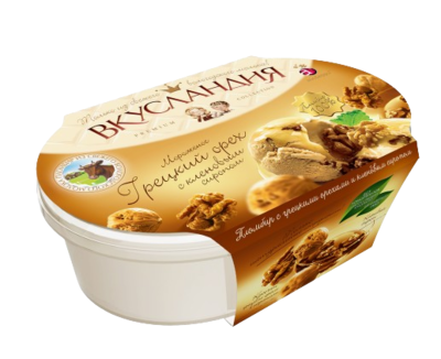 Мороженое Вкусландия Пломбир с кленовым сиропом и грецким орехом, лоток 450 гр  - фото 32388