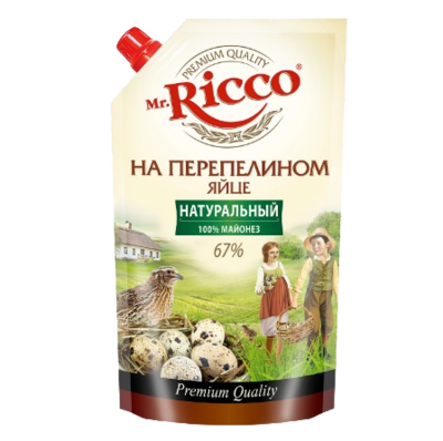 Майонез Mr Ricco с перепелиным яйцом дой-пак 67% 220мл  - фото 32897