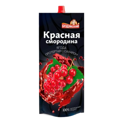 Красная смородина Буздякский протертая с сахаром дой-пак 280гр - фото 33023