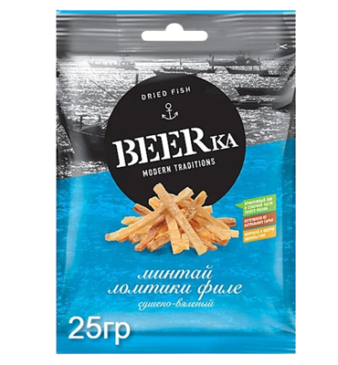 Рыбка "BEERka" ломтики филе минтая 25гр - фото 33221