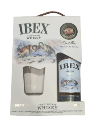 Виски Ibex подарочный набор со стаканом 0,5л - фото 33727