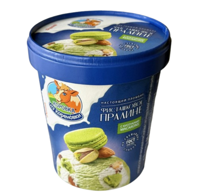 Мороженое КизК ведро пломбир Фисташковое с кусочками Macarons 300гр  - фото 33937
