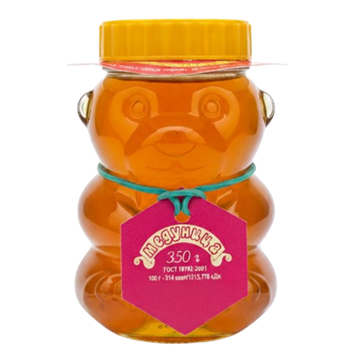 Мёд алтайский цветочный п/ст Мишки 350гр  - фото 34186