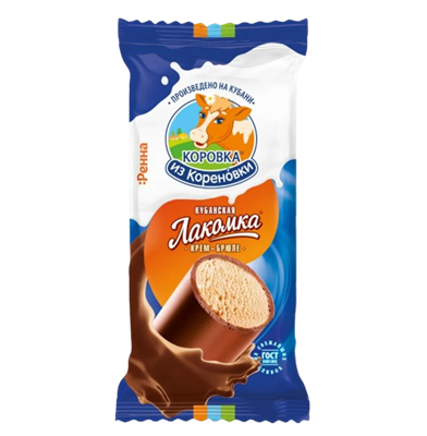 Мороженое Коровка Лакомка пломбир крем-брюле трубочка 90гр - фото 34277