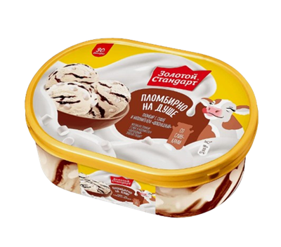 Мороженое Золотой Стандарт Пломбир с суфле и шоколадным наполнителем ванна 475гр  - фото 34286