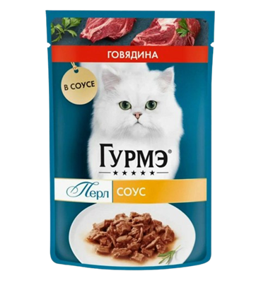 Корм для кошек Гурмэ Перл говядина соус 75гр - фото 34318