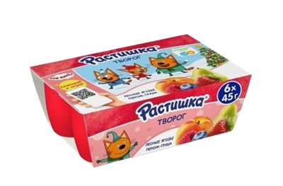 Творог Растишка Лесные ягоды Персик-груша 6*45гр. - фото 34407