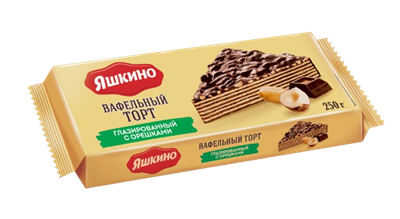 Торт вафельный Яшкино глазированный с орешками 250гр - фото 34481