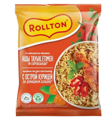 Вермишель Роллтон с острой курицей пакет 60гр - фото 34621