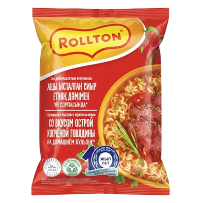Вермишель Роллтон с острой копченной говядины 60гр - фото 34623