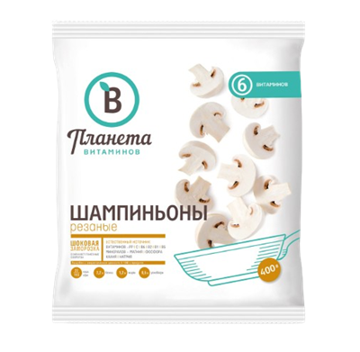 Шампиньоны Планета Витаминов резаные 400гр - фото 35130