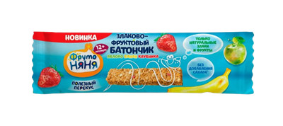 Фруто-Няня Злаковый батончик яблоко банан клубника 25гр - фото 35461