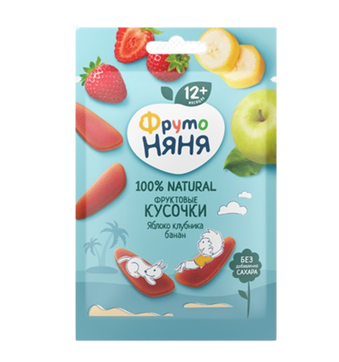 Фруктовые кусочки Фруто-Няня яблоко клубника банан 15гр - фото 35462