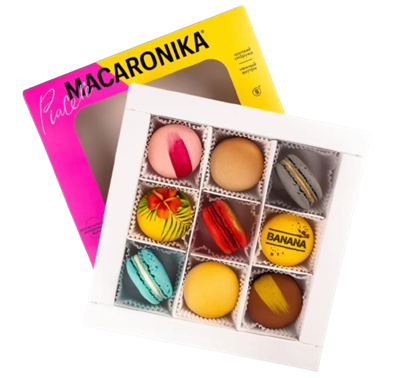 Набор Пирожных Макарон Ассорти 144гр 9шт - фото 35568
