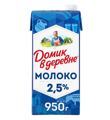 Молоко Домик в деревне стерилизованное 2,5% т/п 950мл  - фото 35731