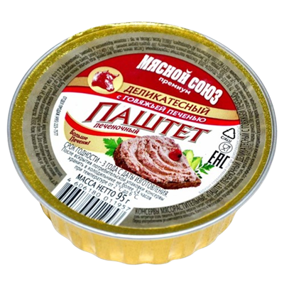 Паштет Мясной Союз деликатесный из печени говядины 95гр - фото 35846