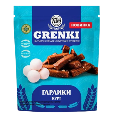 Гренки Гарлики Flint со вкусом копченого курта 90гр - фото 35999