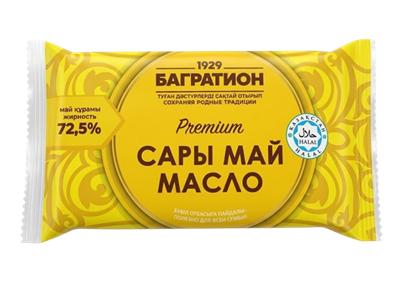 Масло Багратион Премиум Крестьянское сладко-сливочное 72.5% флоу-пак 180гр - фото 36274