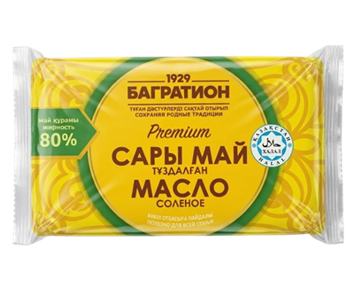 Масло Багратион Премиум Крестьянское соленое 80% флоу-пак 180гр - фото 36275