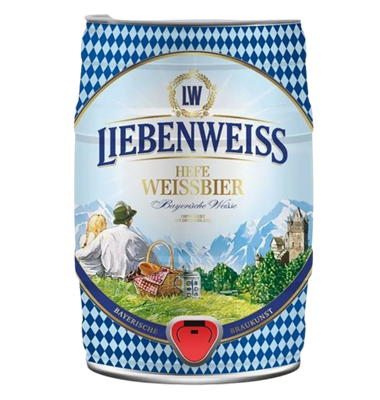 Пиво Liebenweiss Hefe Weissbier, 5,5% Германия ж/б 5л  - фото 36372