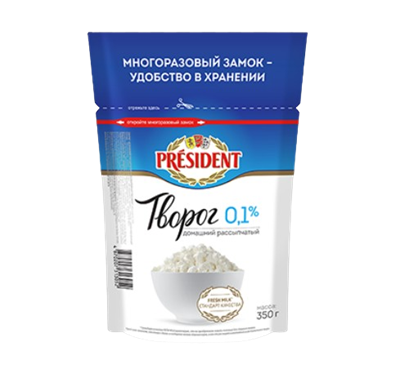 Творог Домашний Рассыпчатый Президент 0% 350 гр - фото 36483