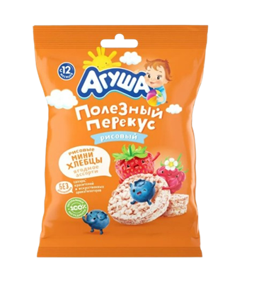 Агуша Хлебцы рисовые ягодное ассорти 0,2% 30 гр - фото 36536