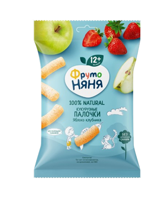 Кукурузные палочки Фруто-Няня яблоко клубника 20гр - фото 36723
