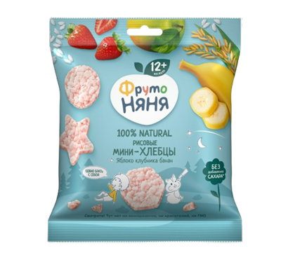 Мини хлебцы Фруто-Няня яблоко клубника банан 30гр - фото 36726