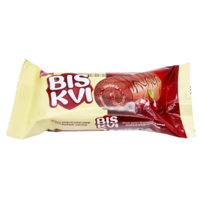 Рулет BISKVI с шоколадным кремом и вешневым желе 35гр. - фото 36740