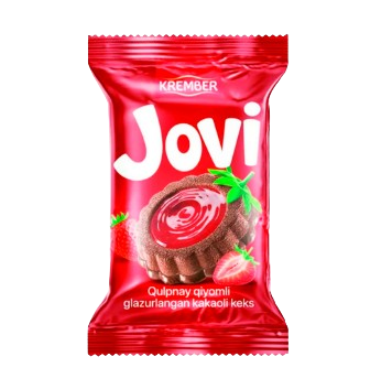 Кекс Jovi с клубничным желе глазированный 30гр - фото 36744