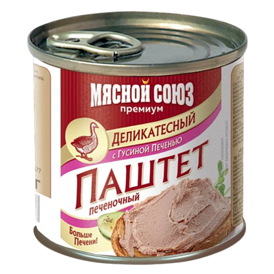 Паштет Мясной Союз Деликатесный из гусиной печени ключ 240гр - фото 37239