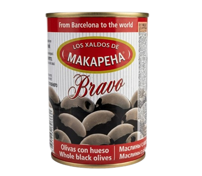 Маслины Makarena/BRAVO черные с косточкой 314мл - фото 37517