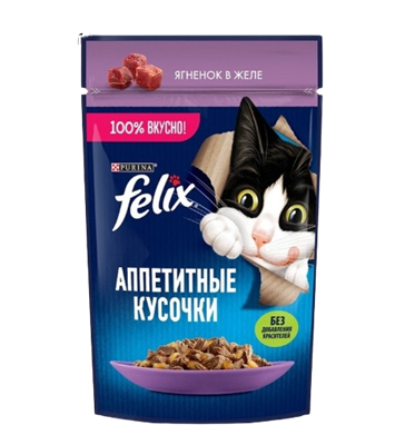 Корм Феликс кусочки в желе ягненок для кошек 75гр - фото 37760