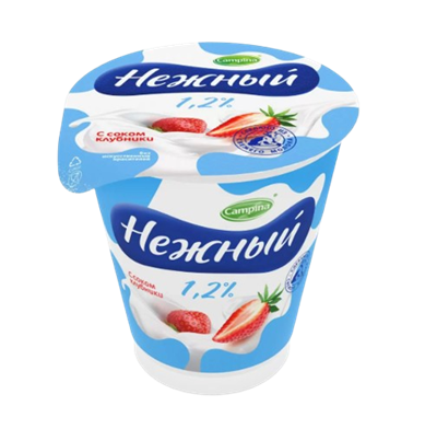 Йогурт Campina Нежный с соком Клубники 0,1% 320гр - фото 37788
