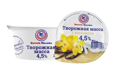 Творожная масса Восток Молоко с ванилином 4.5% 200гр  - фото 38365