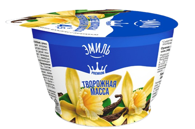 Творожная масса Эмиль с ванилином жир 4.5% 180гр. - фото 38384