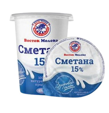 Сметана Восток Молоко 15% 380гр  - фото 38624