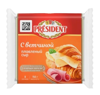 Сыр President Мастер бутербродов с ветчиной 40% 150гр - фото 38989